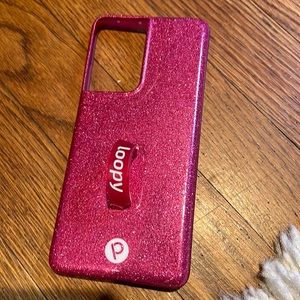 Samsung galaxy s21 ultra pink sparkly loopy case